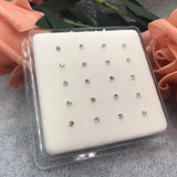 20Pcs/Box 925 Sterling Silver Nose Studs 2.0MM Crystal Nose Pin Body Piercing