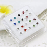 20Pcs/Box Colored Crystal Flower Nose Rings Nose Studs Body Piercing Jewelry