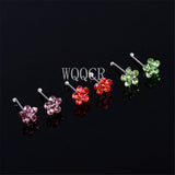 20Pcs/Box Colored Crystal Flower Nose Rings Nose Studs Body Piercing Jewelry