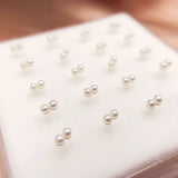 20Pcs/Box 925 Sterling Silver Double Shell Nose Studs Piercing