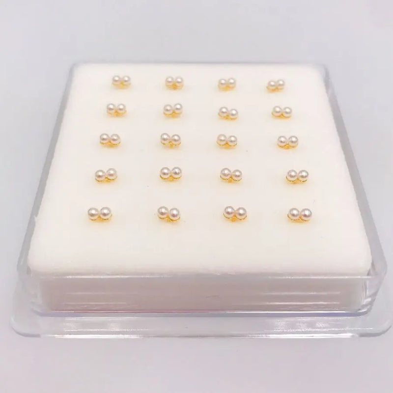20Pcs/Box 925 Sterling Silver Double Shell Nose Studs Piercing