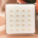 20Pcs/Box 925 Sterling Silver Double Shell Nose Studs Piercing