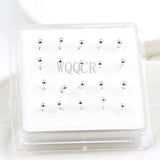 20Pcs Box Small Ball Nose Rings Piercing Studs 2.0mm 925 Silver
