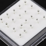 20Pcs Box Small Ball Nose Rings Piercing Studs 2.0mm 925 Silver