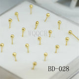 20Pcs Box Small Ball Nose Rings Piercing Studs 2.0mm 925 Silver