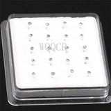 20Pcs/Box Straight Pin Nose Stud with End Ball Crystal Nose Piercing