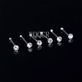 20Pcs/Box Straight Pin Nose Stud with End Ball Crystal Nose Piercing