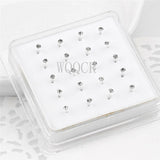 20Pcs Crystal Nose Studs Straight Pin Body Jewelry