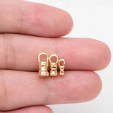 20Pcs Brass Crimp End Caps 18K Plated Cord Tube Barrel Ends Cap