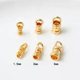 20Pcs Brass Crimp End Caps 18K Plated Cord Tube Barrel Ends Cap