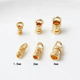 20Pcs Brass Crimp End Caps 18K Plated Cord Tube Barrel Ends Cap