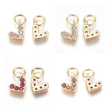20Pcs Brass Heart Charms CZ Pendants for Jewelry Making