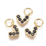 20Pcs Brass Heart Charms CZ Pendants for Jewelry Making
