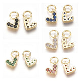 20Pcs Brass Heart Charms CZ Pendants for Jewelry Making
