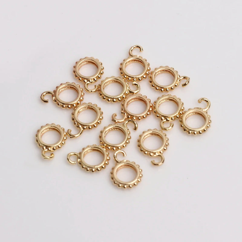 20Pcs Brass Plated Round Bail Charm Holder Spacer w Loop Bead Hangers