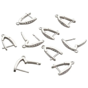 20Pcs CZ Hoop Clasps Earrings Findings DIY Jewelry Making