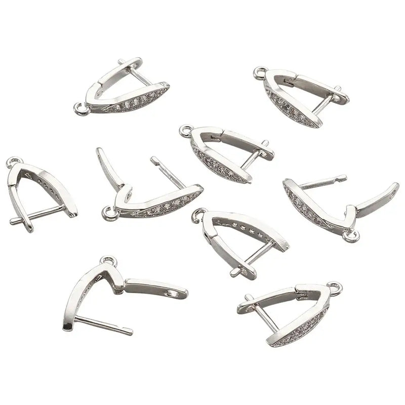 20Pcs CZ Hoop Clasps Earrings Findings DIY Jewelry Making