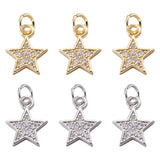 20Pcs Brass CZ Pendants Mixed Star Charms for DIY Jewelry Making