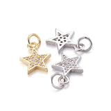20Pcs Brass CZ Pendants Mixed Star Charms for DIY Jewelry Making