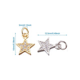 20Pcs Brass CZ Pendants Mixed Star Charms for DIY Jewelry Making