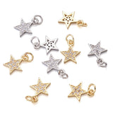 20Pcs Brass CZ Pendants Mixed Star Charms for DIY Jewelry Making
