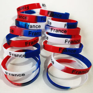 20Pcs National Flag Silicone Wristbands Football Souvenir Bracelets