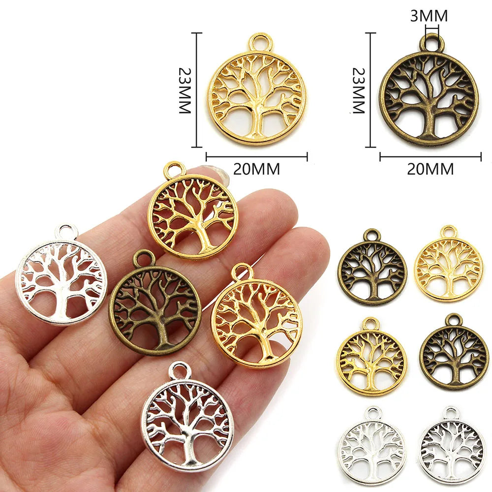 20Pcs Tree of Life Vintage Alloy Charms for Jewelry Making DIY Bracelets