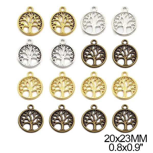 20Pcs Tree of Life Vintage Alloy Charms for Jewelry Making DIY Bracelets