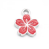 20Pcs Cherry Blossoms Enamel Charms for Jewelry Making
