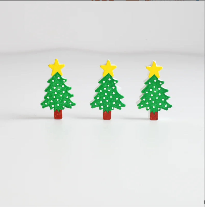 20Pcs Christmas Tree Wooden Beads 25mm DIY Party Decoration Children's Toys