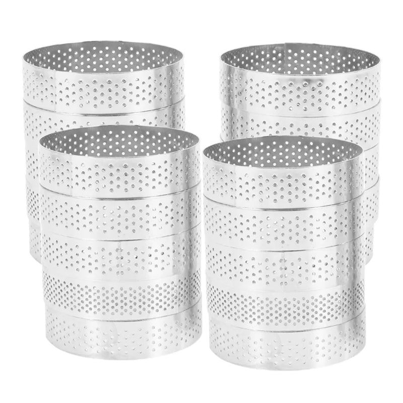 20Pcs Circular Tart Rings with Holes Kitchen Baking Mould