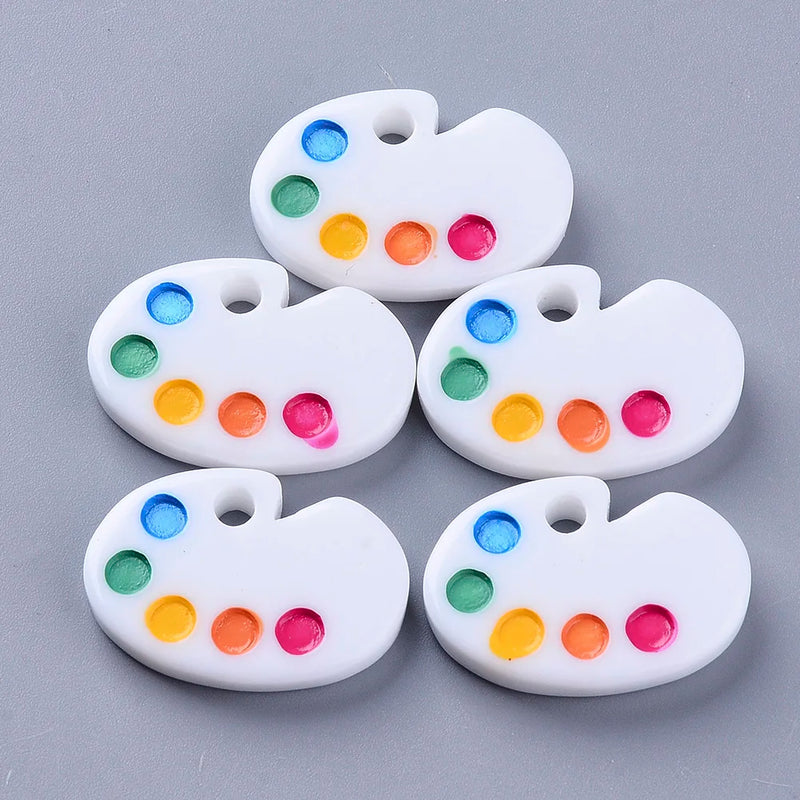 20Pcs Colorful Drawing Board Resin Pendants Charms DIY Key Chain Craft Supplies