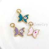 20Pcs Colorful Enamel Mini Butterfly Eye Neck Pendants Charms Jewelry