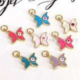20Pcs Colorful Enamel Mini Butterfly Eye Neck Pendants Charms Jewelry