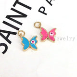 20Pcs Colorful Enamel Mini Butterfly Eye Neck Pendants Charms Jewelry