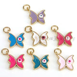 20Pcs Colorful Enamel Mini Butterfly Eye Neck Pendants Charms Jewelry