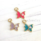 20Pcs Colorful Enamel Mini Butterfly Eye Neck Pendants Charms Jewelry