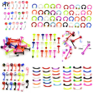 20Pcs Flexible Silicone Belly Navel Bar Mix Colors Piercing
