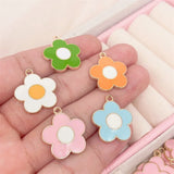20Pcs Sun Flower Drop Oil Pendant Charm for DIY Jewelry