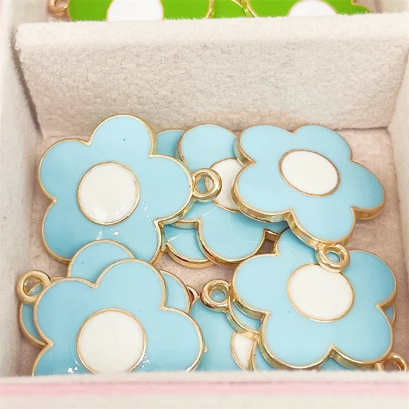 20Pcs Sun Flower Drop Oil Pendant Charm for DIY Jewelry