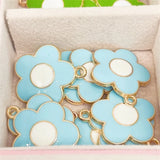 20Pcs Sun Flower Drop Oil Pendant Charm for DIY Jewelry