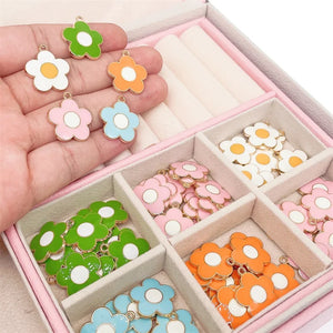 20Pcs Sun Flower Drop Oil Pendant Charm for DIY Jewelry