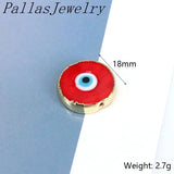 20Pcs Mixed Colors Flat Round Eye Lampwork Charm Beads