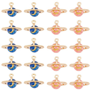 20Pcs 3D Moon Planet Stars Enamel Pendants DIY Earrings Necklace Charms