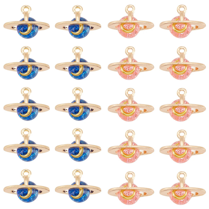 20Pcs 3D Moon Planet Stars Enamel Pendants DIY Earrings Necklace Charms