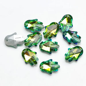 20Pcs Crystal Hand Shape Glass Beads Palm Pendant Gems for DIY Jewelry Making
