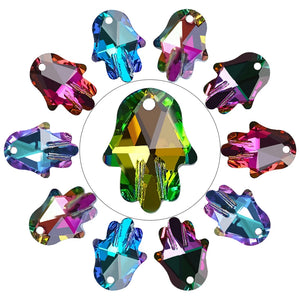 20Pcs Crystal Hand Shape Glass Beads Palm Pendant Gems for DIY Jewelry Making