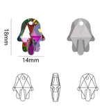 20Pcs Crystal Hand Shape Glass Beads Palm Pendant Gems for DIY Jewelry Making