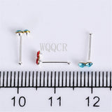 20Pcs Crystal Nose Rings Women's Piercing 925 Silver Needles Body Piercings