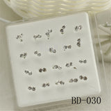 20Pcs Crystal Nose Rings Women's Piercing 925 Silver Needles Body Piercings